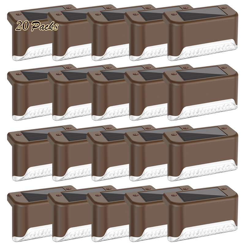 20-Pack Solar Deck Lights, Solar Powered Step Light Waterproof, LED Outdoor Fence Lighting Bronze Finished for Decks Stairs Patio Path Yard Garden Decor, Warm White